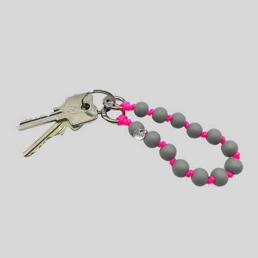 Schlüsselanhänger Pearl Neon Pink/Grau